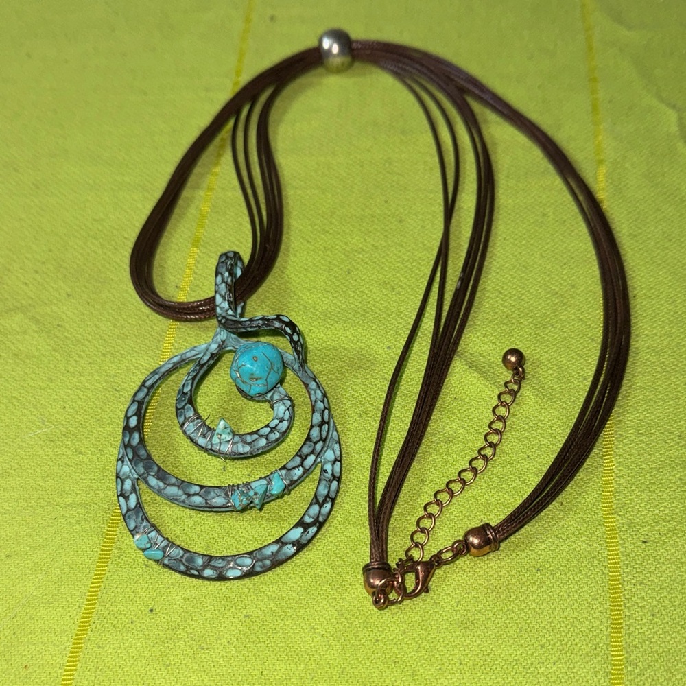 Artistic Turquoise and Brown Necklace